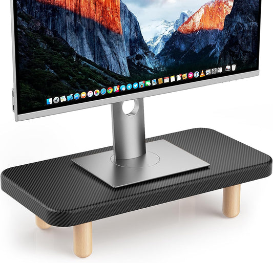 16Inch Single Monitor Stand Riser, Wood Desk Organizer with Monitor Stand & Storage Computer Monitor and Laptop Riser