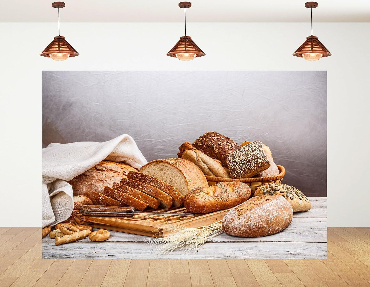 KeyWork 9x6ft Artisan Bread Assortment Backdrop Fresh Bakery Photography Background for Party Food Themed Gathering