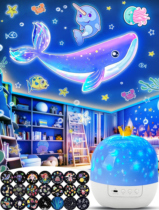 21 Sets of Films, Projector Night Light for Kids Bedroom, Ceiling, Kids Night Light Projector, Star Galaxy Projector with 360° Rotation Dimmable for Girls, Birthday, Christmas, Nursery, Room Decor