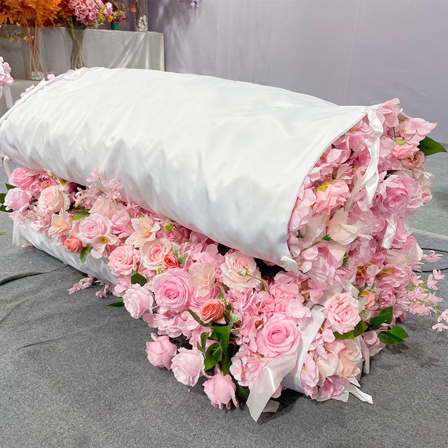 JIIPOREGJ Handmade Romantic Hydrangea Rose Peony Plant Wall Large Artificial Flower Wall Backdrop Panels,Rose Wedding Backdrop 3D Floral Wall Fabric Flower Wall for Part,One Color,2m*2m/6.56 * 6.56FT