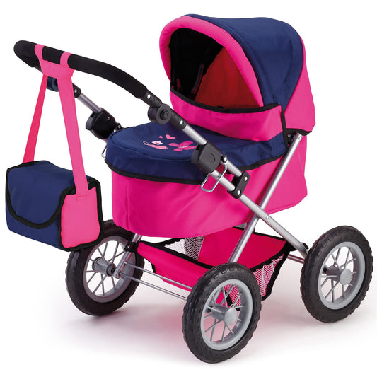 Bayer Trendy Doll Pram, Kids Play Stroller with Adjustable Handle, 18 inch Capacity