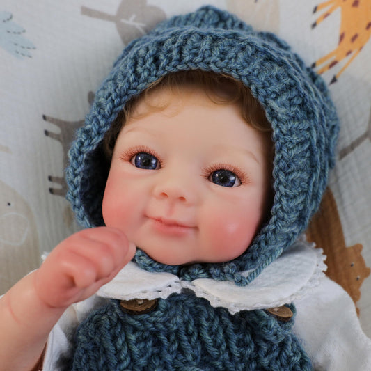 Cloveray 16 Inch Full Silicone Baby Doll with Rooted Hair, Soft Realistic Open Eyes Newborn Doll with 2 Outfits, Blanket, Pacifier, Diaper & Bottle, Comfort Doll Gift for Kids