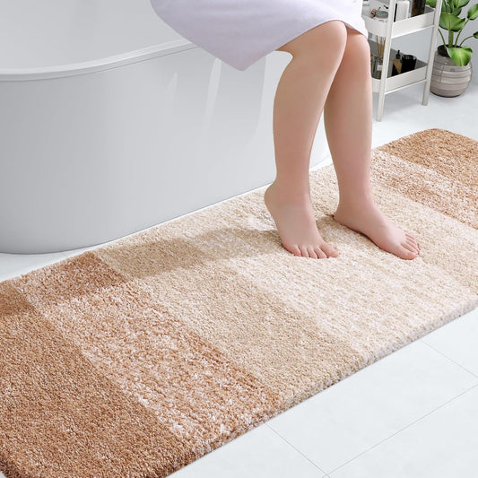 OLANLY Bathroom Runner Rug - Extra Soft Microfiber Mat with Rubber Backing | 70x24 Inches, Quick Dry, Beige