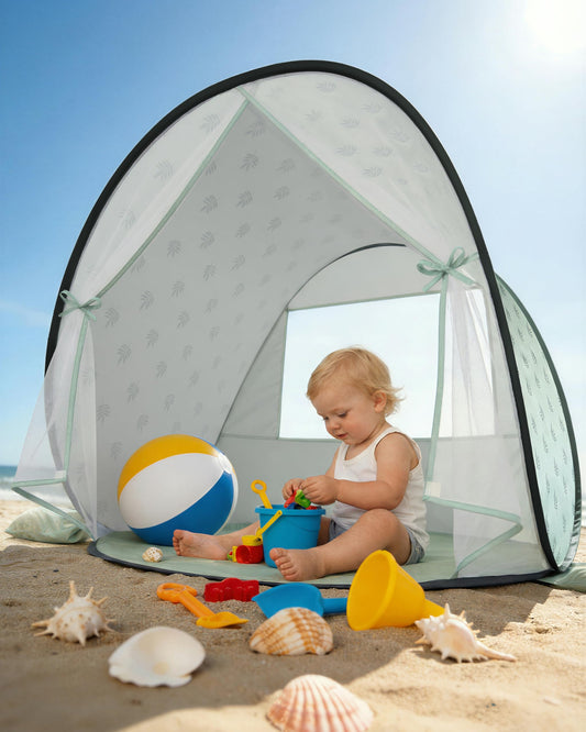 WEMOH Baby Beach Tent, 2026 Upgrade Pop Up UPF 50+ UV Protection Sun Shelter Canopy with Mosquito Net Portable Outdoor Shade Summer Essentials for Babies & Toddlers