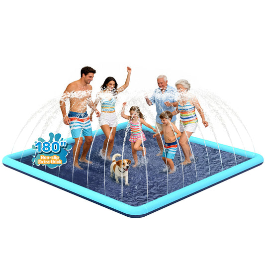 Bilibara 15 FT Jumbo Splash Pad for Dogs, Non-Slip Splash Pads for Toddlers 3+, Heavy Duty Thickened Sprinkler Pool Summer Outdoor Water Toys for Backyard, Teal