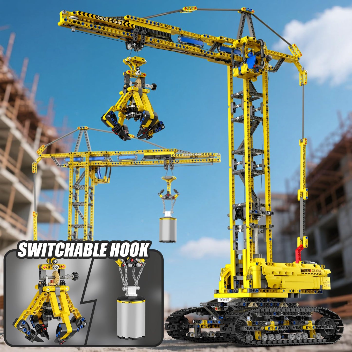 Mould King 17059 Technik Crawler Crane Advanced Building Sets, MOC Mobile Construction Model Toy with APP Remote Control for 14+ Teen/Adults, Large Vehicles Crane Building Kits for Adults(1731PCS)