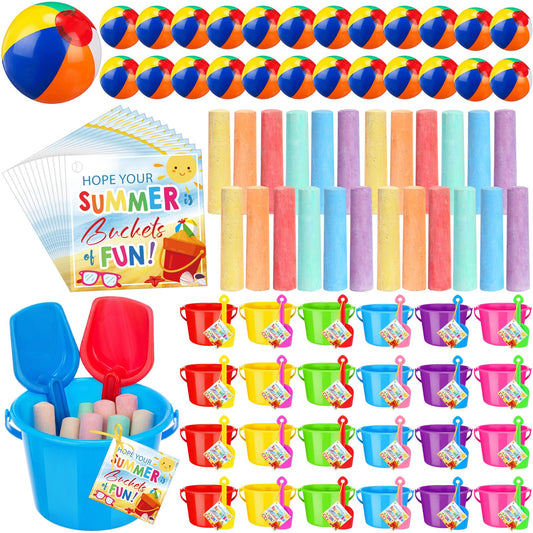 LaRandom 120 Pcs End of Year Gifts for Summer Pool Beach Party Favor Toys Include Inflatable Beach Ball Shovels Sidewalk Chalk Greeting Cards for Party Supplies Gifts Prizes Activity