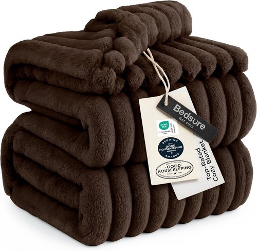 Bedsure GentleSoft Dark Chocolate Queen Blanket - Cozy Soft Throw for Couch, 90x90 Inches