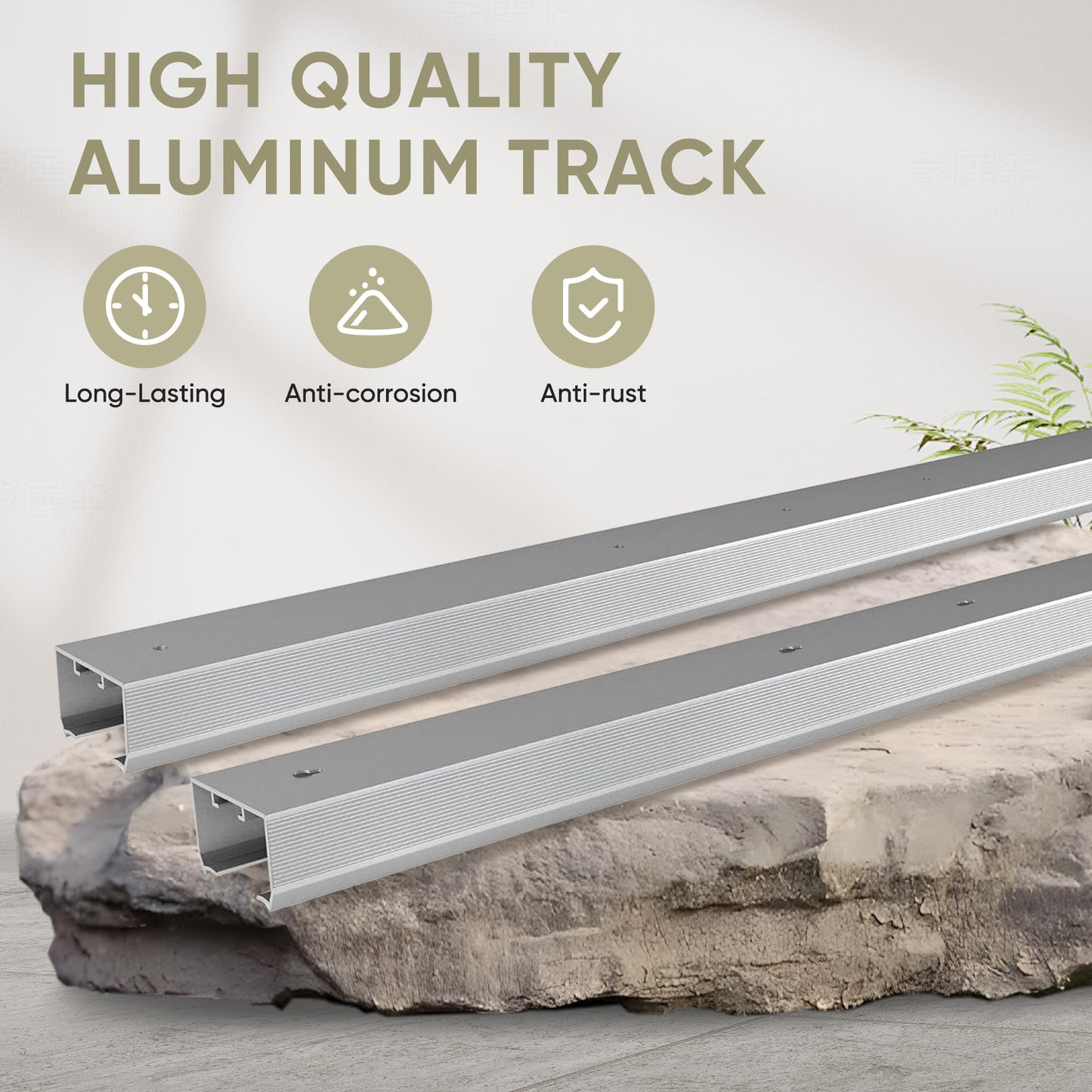BarnBase 5FT Pocket Door Track Kit, Spliced Aluminum Pocket Door Hardware 56.7", Suitable for Door Width 24"-30", Slide Quietly and Smoothly, Easy to Install