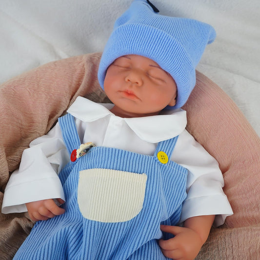 MEIVCOS 18.9 in Full Silicone Reborn Baby Dolls, 1:1 Lifelike Newborn Dolls Non Vinyl Realistic Reborn Toddler Dolls Boy Washable Sleeping Doll