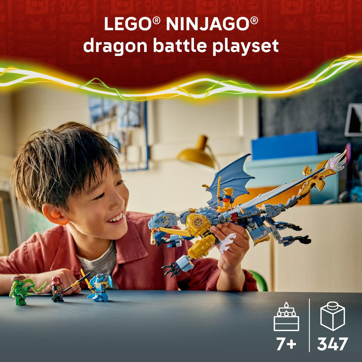LEGO NINJAGO Ninja Dragon Riyu’s Battle Building Toy for Boys & Girls - Ninja Poseable Dragon Toy Playset for Kids, Ages 7+ - Includes 4 Minifigures for Pretend Play - Gift Idea for Birthdays - 71855