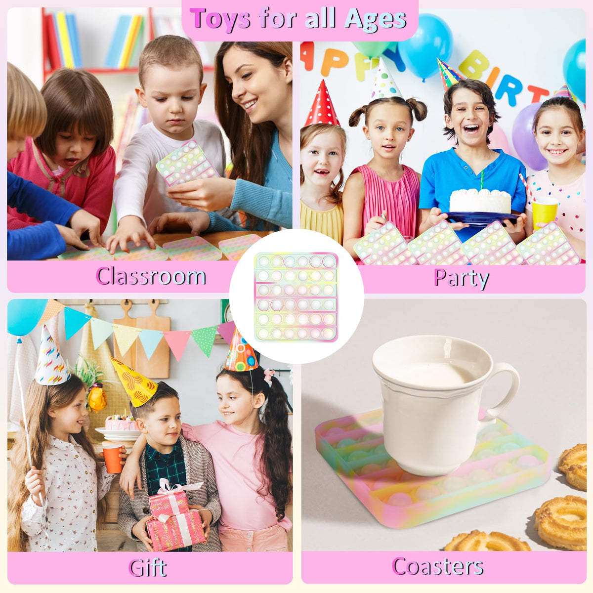 12 Pack Fidget Sensory Toys Set Pop Toys Bulk Stress Relief Gifts for Kids Party Favors, Birthday Classroom Prizes