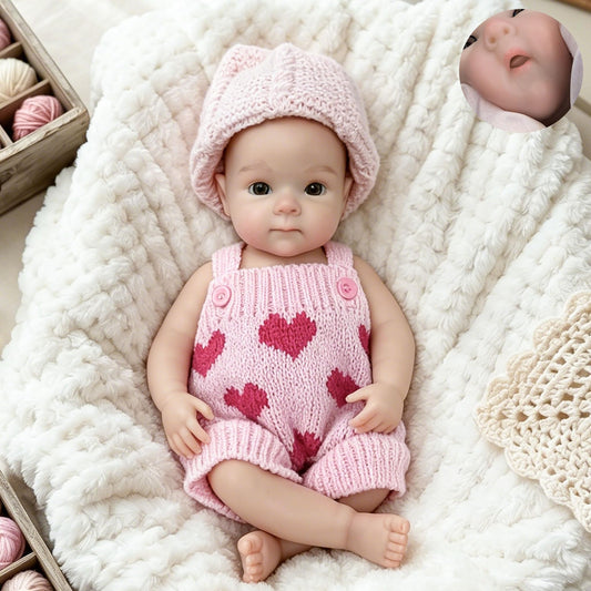 Gileutay 12 inch Full Silicone Reborn Baby Doll Girl Lifelike Newborn Dolls Open Mouth Real Life Baby Dolls with Feeding Accessories