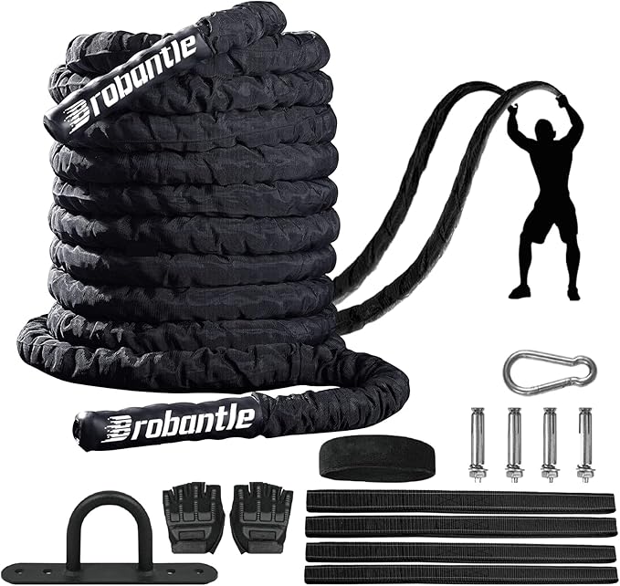 Battle Rope 1/1.26/1.5/2 Inch Diameter,Pink 30FT/40FT/50FT Exercise Workout Ropes for Home Gym Heavy Weighted Training Rope for Working Out