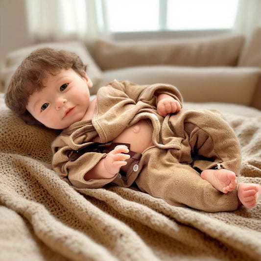Aniiyy 18 Inch Full Body Silicone Baby Doll, Realistic Solid Silicone Reborn Dolls with Handrooted Hair,Poseable Real Life Newborn Baby