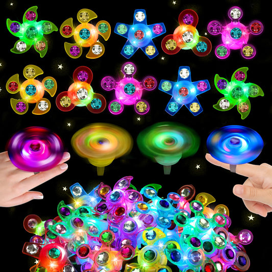 24PCS LED Light Up Fidget Spinner Rings Glow Party Favors Bulk for Kids 4-8 8-12 Summer Goodie Treat Bags Stuffers Pinata Fillers Carnival Prizes Classroom Treasure Box Toys Birthday Return Gifts