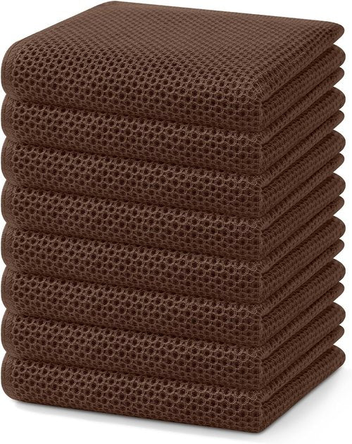 Homaxy Kitchen Dish Towels - Ultra Soft 100% Cotton Waffle Weave, Quick Drying, 13 x 28 Inches, 8-Pack, Coffee
