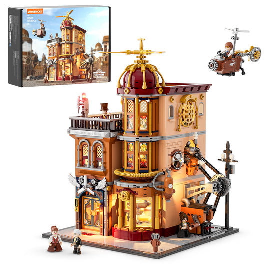 Lumibricks Steampunk Flying Club Lighting Building-Bricks Set - 1871 Pcs Modular Building Blocks Display Collectible Set for Adults