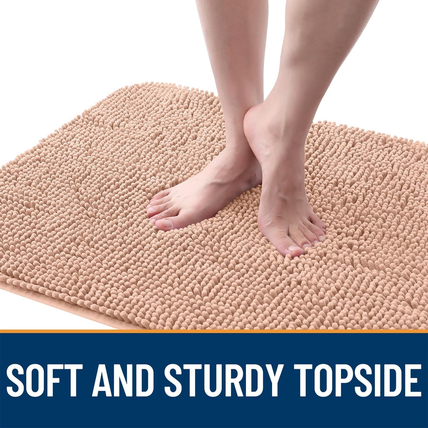 OLANLY Dog Door Mat - Absorbent Non-Slip Chenille for Muddy Paws | Quick Dry 59x32 Peach Indoor Carpet