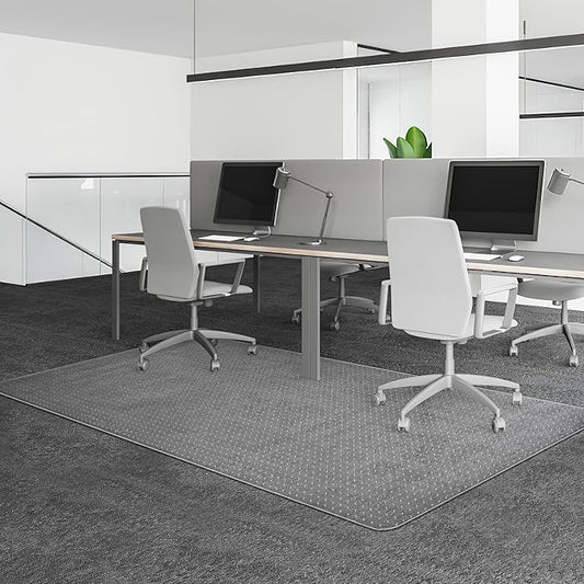 BesWin Office Chair Mat for Carpeted Floors, 46'' x 96'' Large Desk Chair Mat for Low Carpets, Premium Quality Hard Carpet Protector for Work, Home, Gaming, Easy Glide and Flat Without Curling