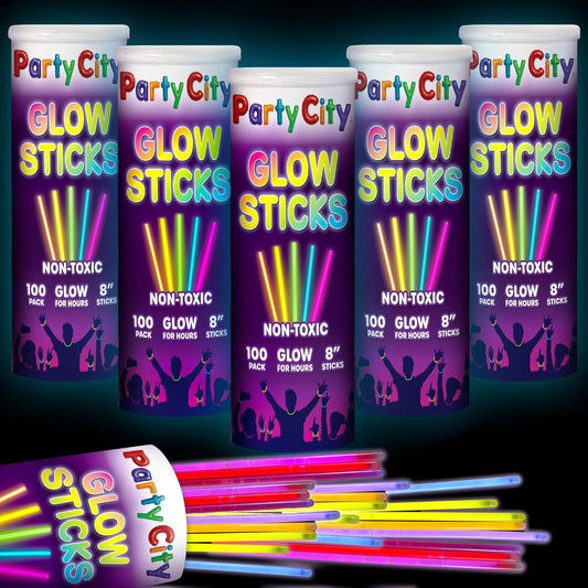 Party City 500 Glow Sticks - Neon Glow in the Dark Party Supplies | Light Up Favors for Kids & Adults