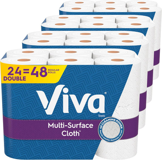 Viva Multi-Surface Cloth Paper Towels - 24 Double Rolls | 110 Sheets Per Roll for Ultimate Cleanliness