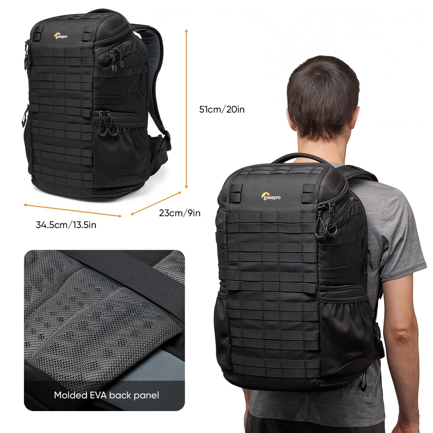 Lowepro ProTactic BP 450 AW III Camera Backpack, 4-point Access, Professional Camera Bag, DSLR/Drones/Mirrorless, Up to 16" Laptop, Rain Cover, for Photographer,Videographer, Volume 28L