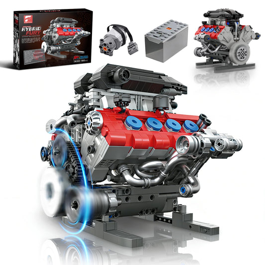 HUNKING V8 Engine Building Set for Adults, Build Your Own MOC Mini V8 Engine STEM Model Toy with Motor, Model kit that Run, Car Engine Building Blocks for Teens & Kids Boys (1189PCS)