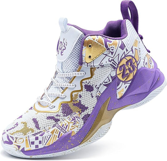 Men's Basketball Shoes Breathable Anti Slip Fashionable Graffiti Training Shoes Outdoor Shoes