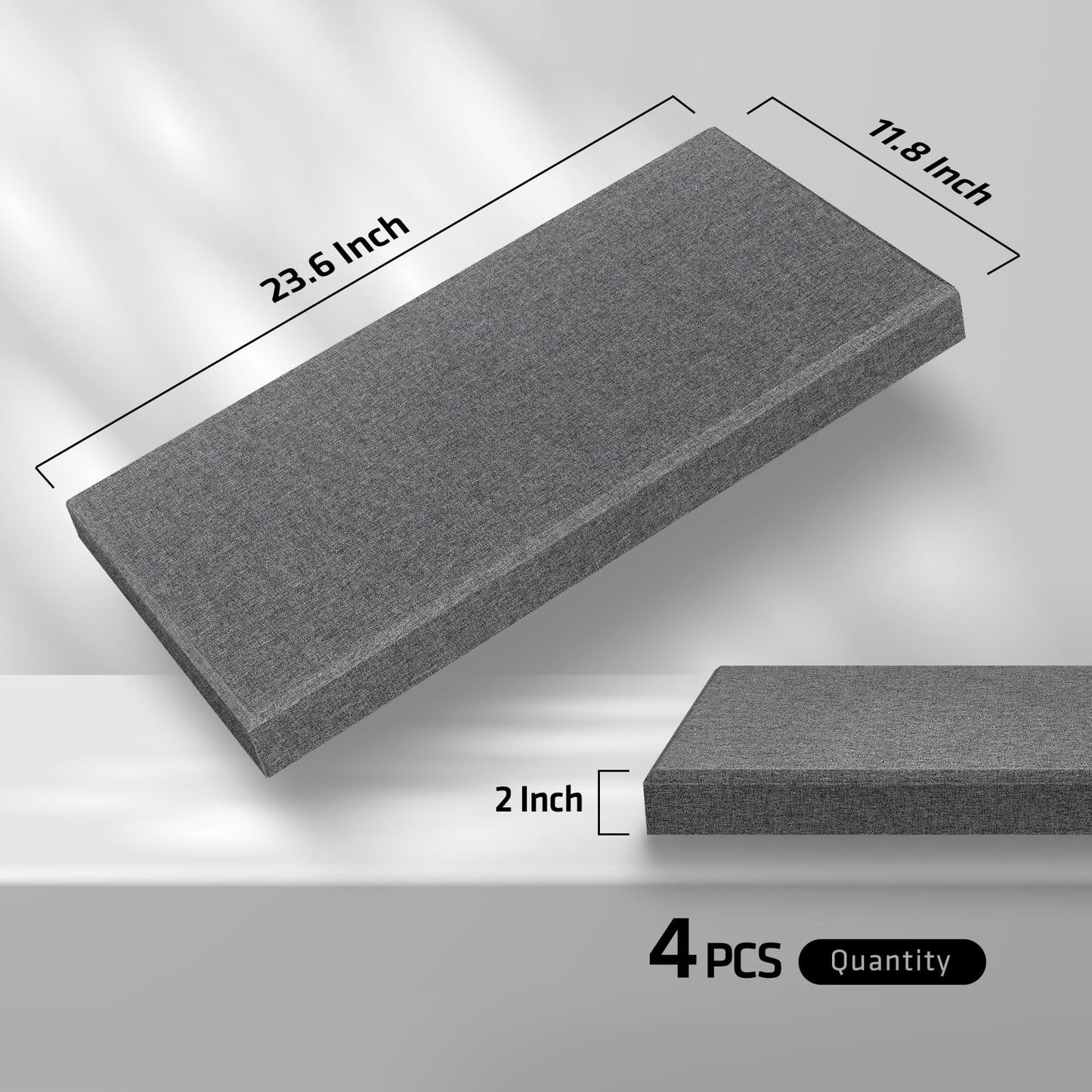 UMIACOUSTICS 4 PCS Acoustic Panels with Hanging Brackets, 2” Thick Fiberglass Sound Proof Panels Removable for Studios, Office, Home Theater Wall- Charcoal Grey