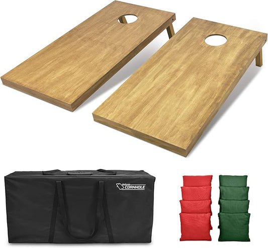 GoSports 4 ft x 2 ft Regulation Size Wooden Cornhole Boards Set - Includes Carrying Case - Full Regulation Size Bean Bag Toss Boards
