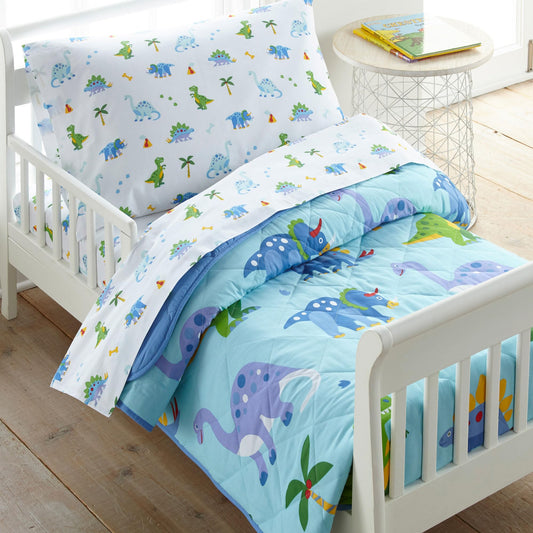 Wildkin Kids Cotton Toddler Comforter Set – Soft & Lightweight, Fits Standard Crib Mattress - Dinosaur Land