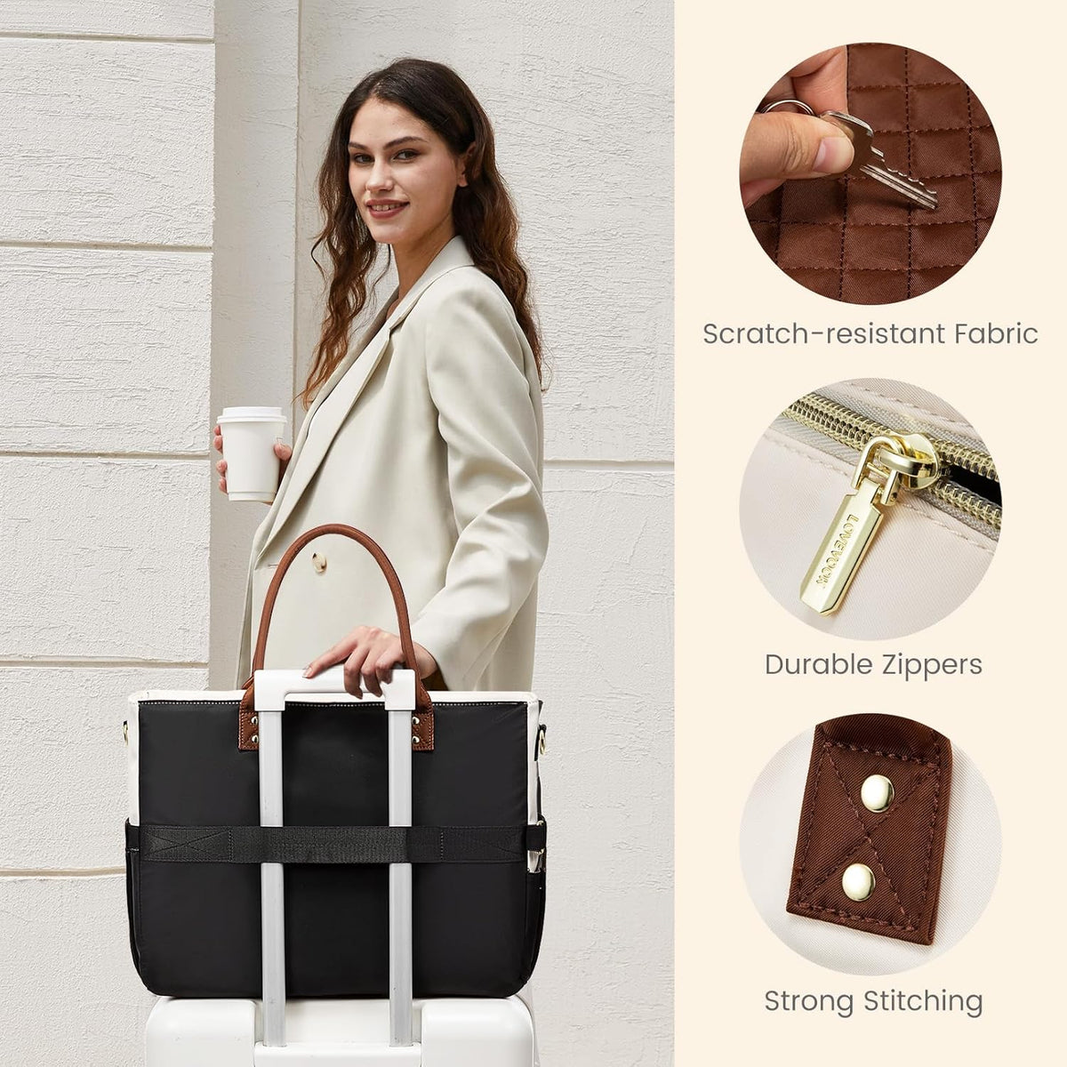 LOVEVOOK 15.6 Inch Laptop Tote Bag for Women With Large Cup Holder, Work Bags Teacher Nurse Bag, Professional Briefcase