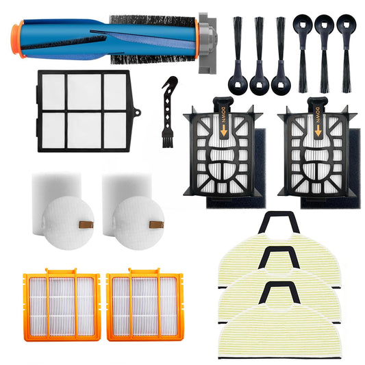 Replacement Parts for Shark Matrix Plus 2- in-1/AV2613WA Robot Vacuum Cleaner. 1 Brushroll, 2 filter cotton, 2 Black filter, 2 Orange filter,1 filter Mesh, 3 Mop Pads, 6 Side Brushes.