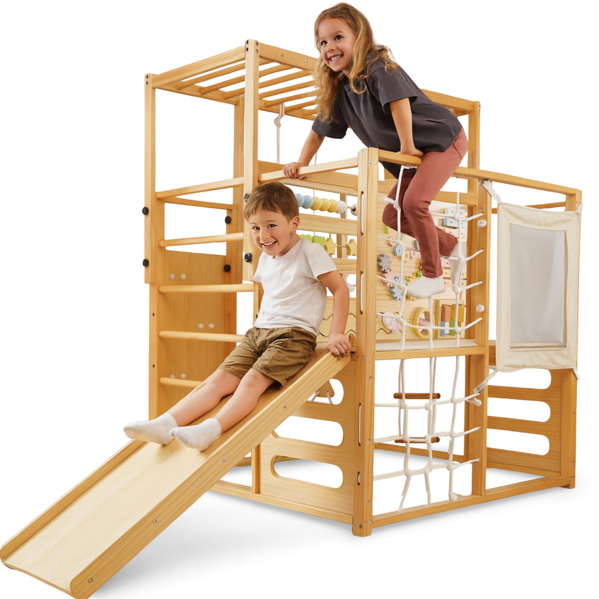 Avenlur Montessori Gym Alpine Wooden Jungle Gym with Indoor Swing, Toddler & Baby Climbing Toys, Rock Wall Perfect for Active Fun & Skill Development, Ages 2-8