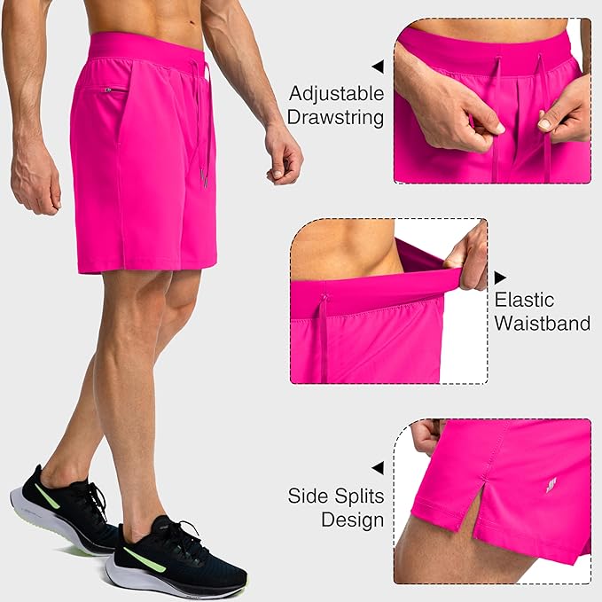 Men's Running Shorts with Zipper Pockets 9 Inch/ 7 Inch / 5 Inch Lightweight Quick Dry Gym Workout Athletic Shorts for Men(9 inch)