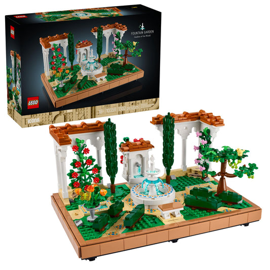 LEGO Icons Fountain Garden Building Set - DIY Kit for Adults, Ages 18+ - Miniature Craft Building Blocks for Home Decor, Display - Gift for Birthdays - with Cypress Trees and Grape Vines - 10359