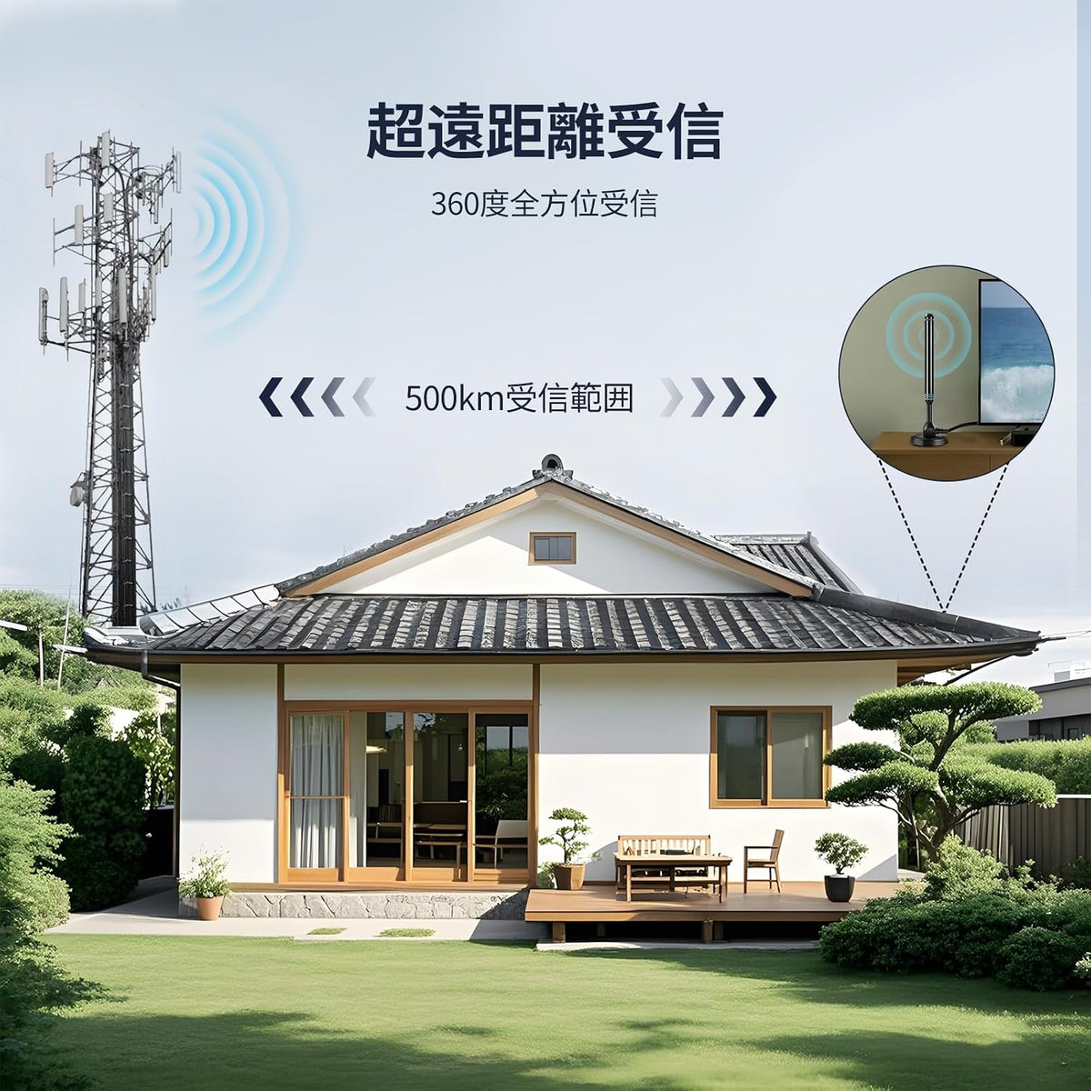 Misswowo Indoor & Outdoor TV Antenna for Smart TV, Full Aluminum Alloy Body, May Help Receive More Local Channels