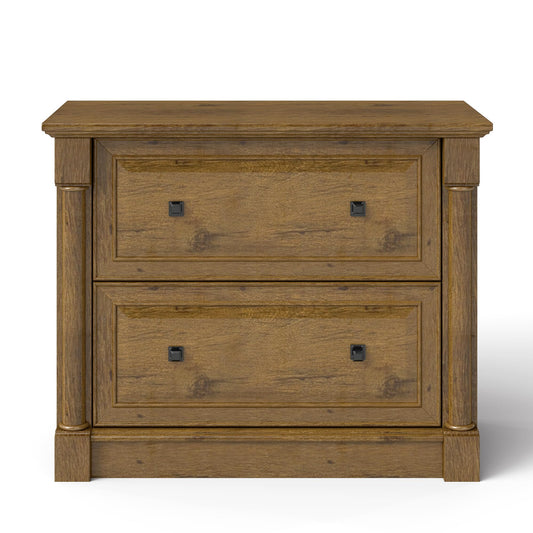 2-Drawer Roman Column File Cabinet, 36.8″ Wide Lateral File Cabinet with Hanging Folders, Fits Letter Legal A4 Sizes, Elegant Classic Design for Home Office Boss Room or Printer Stand, Vintage Oak