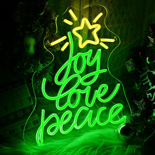 Skiennix Christmas Tree Neon Sign - USB Powered LED Wall Decor for Peace, Love & Joy | Holiday Gift