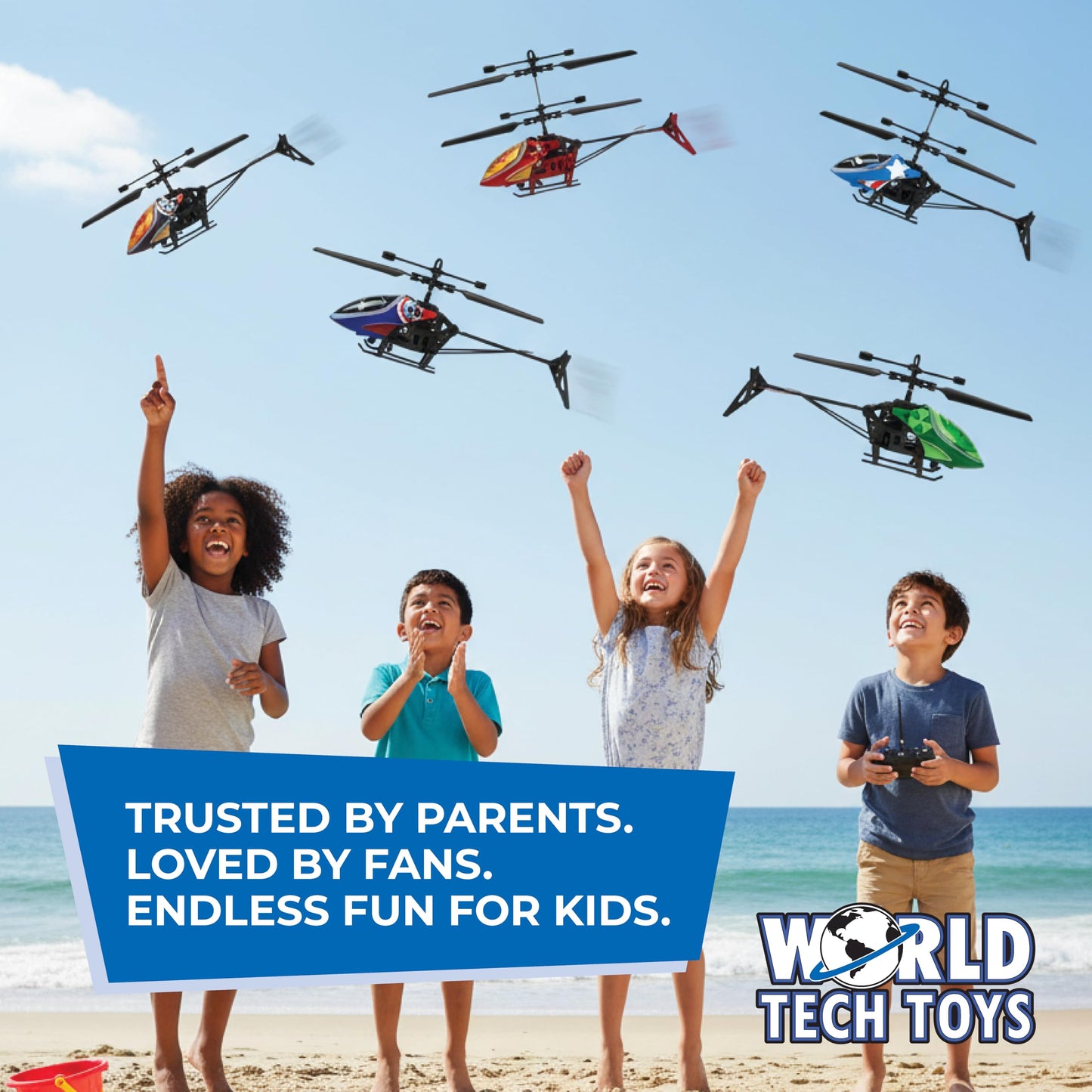 World Tech Toys Marvel Captain America RC Helicopter – Easy‑Fly Remote Control Helicopter with LED Lights, Durable Body, Coaxial & Rear Rotors – Kids 8+