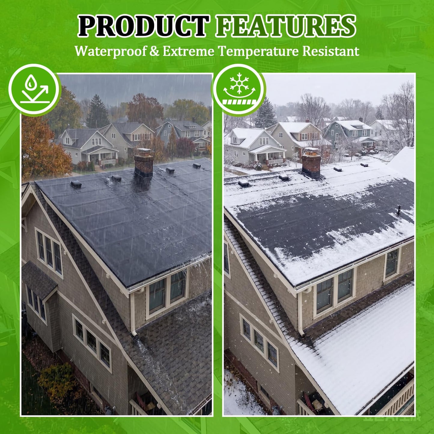 Pushglossy 1 Roll EPDM Rubber Roofing Membrane 39" x 15ft, Self-Adhesive Waterproof Underlayment, 50 Mil Reinforced Flat Roof Sheet, Ice and Water Sheet for RV, Shed, Garage and Patio