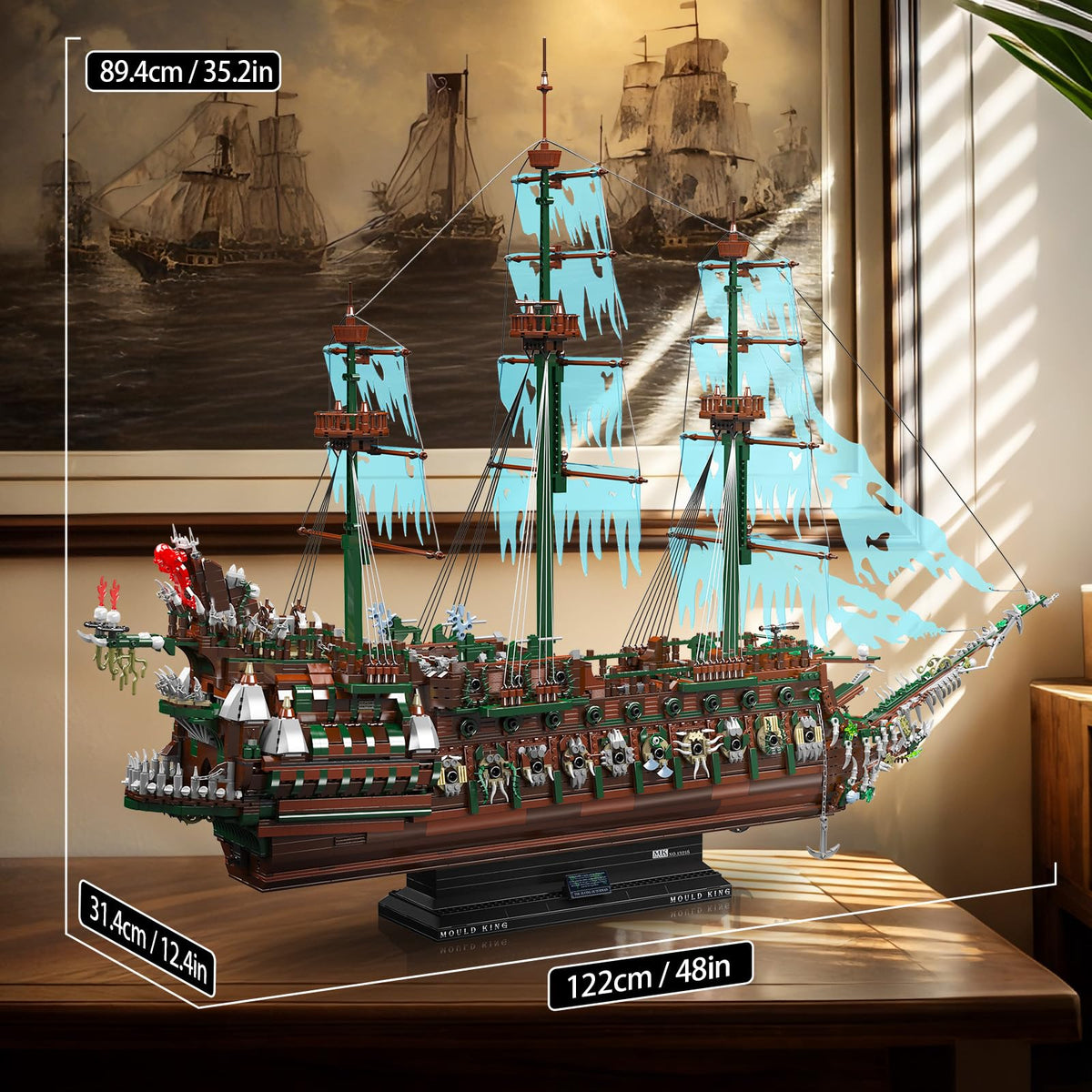 Mould King 13218 Pirate Ship Building Blocks Sets, MOC Ghost Ship Flying Dutchman Model Kit, Display Decoration Pirate Boat Model Sets, Collectible Construction Toys Gift for Teen Adult(6849 PCS)