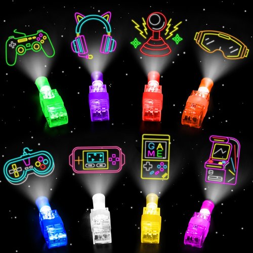 32 Pcs Video Game Party Favors Finger Lights Gamer Birthday Decorations, Neon Glow in the Dark Light Up Party Supplies Gaming Toys Fun Gifts Bulk for Kids Goodie Bags Stuffers Classroom Prizes