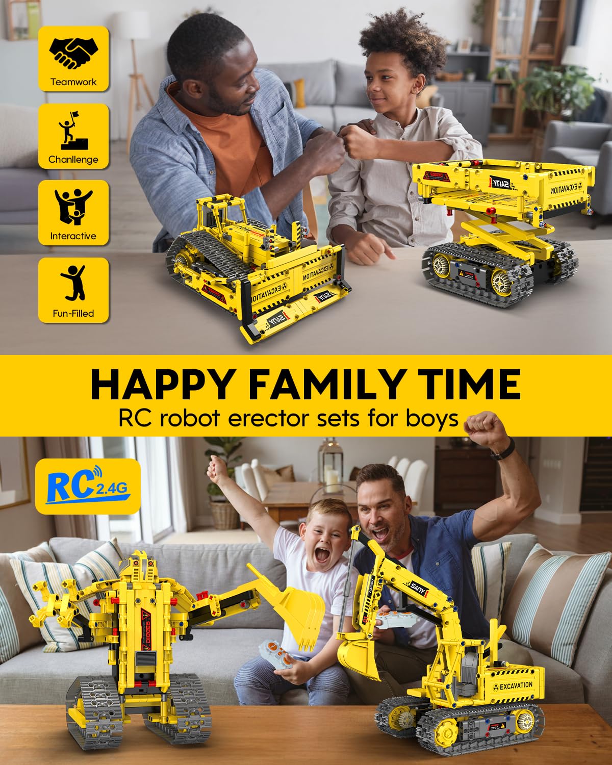 aukfa Excavator Robot Building Toys for Boys, STEM Projects for Kids Ages 8-12, Remote & APP Control Stem Kits Learning Educational Building Kit Dinosaur Robot Toy Gifts for Boys Girls (555 Pieces)