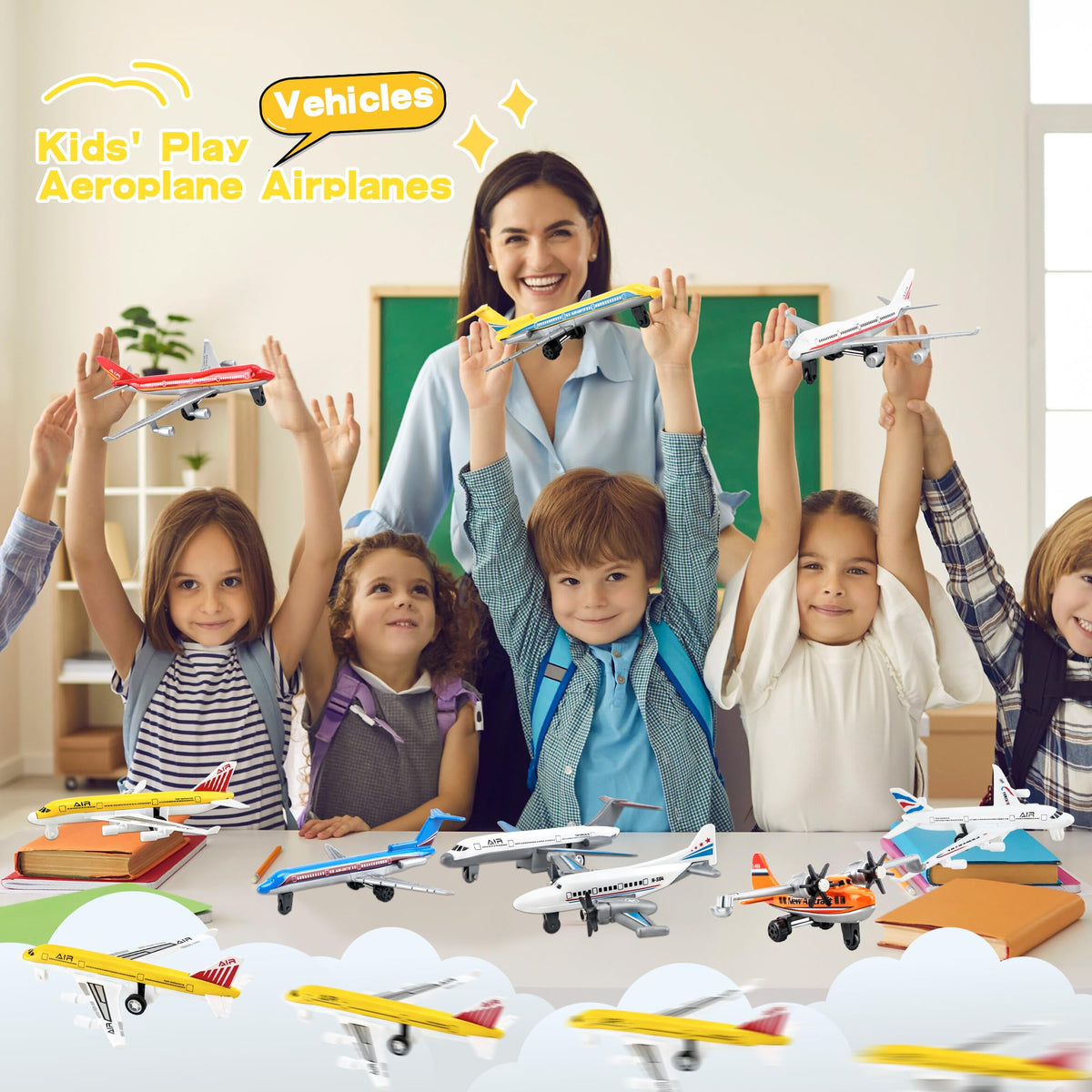 10 Pack Toy Airplanes Diecast Pull Back Airplane Toys Alloy Planes Model for Kids Birthday Children's Day Gifts Classroom Rewards Airforce Party Favors