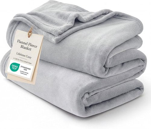 Bedsure GentleSoft Fleece Blanket - Lightweight Plush Cozy Twin Size in Light Grey, 60x80 Inches