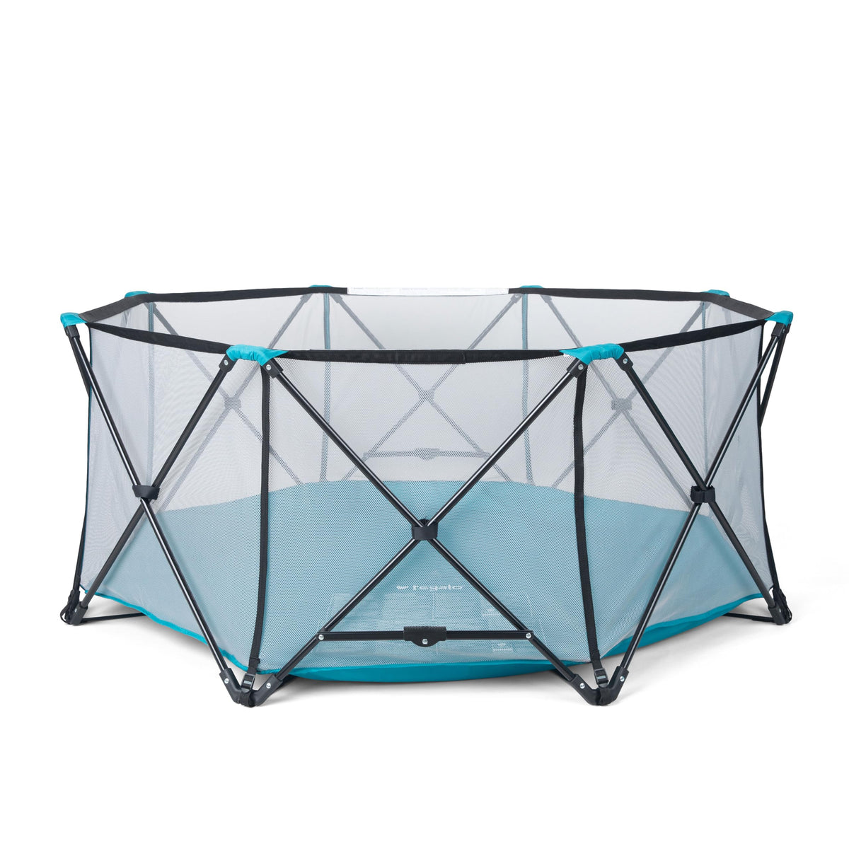 Regalo Safety My Play Deluxe Extra Large Baby Playpen & Portable Play Yard, Foldable 8-Panel Indoor Outdoor Playpen for Babies & Toddlers, Mesh Sides, Washable Nylon Bottom, 62", Aqua/Black