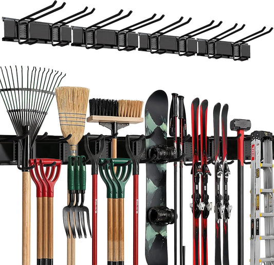 TIDYME Garage Wall Organizer - 64" Heavy-Duty Tool Storage Rack with Adjustable Hooks | 400 lbs Capacity