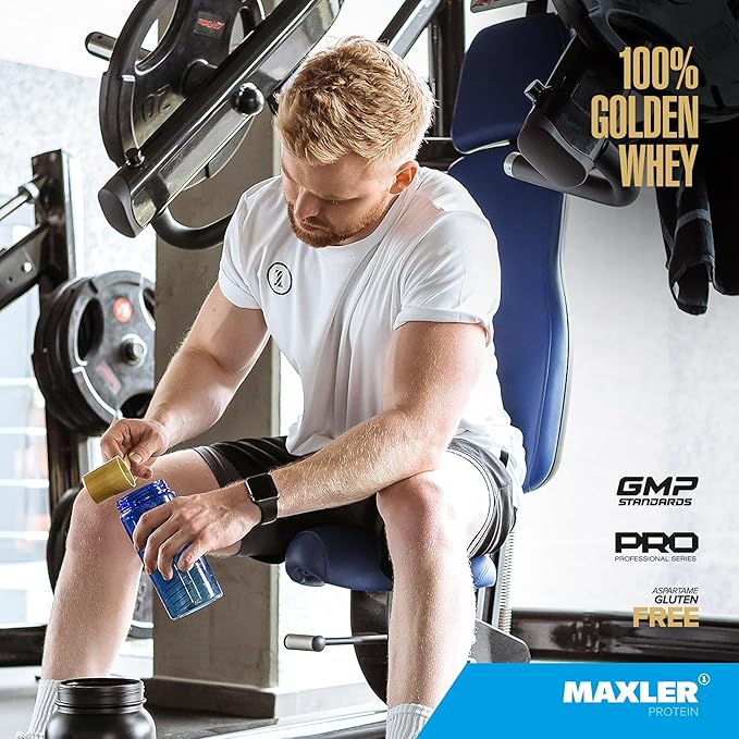 Maxler 100% Golden Whey Protein - 24g of Protein per Serving - Premium Whey Protein Powder for Pre Post Workout - Fast-Absorbing Whey Concentrate, Isolate & Hydrolysate Blend - Cinnamon Bun 2 lbs